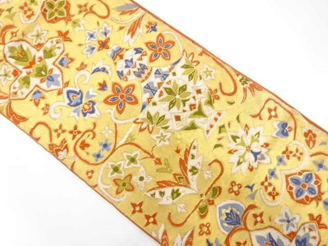 アンティーク　壷に花更紗模様織り出し袋帯（材料）